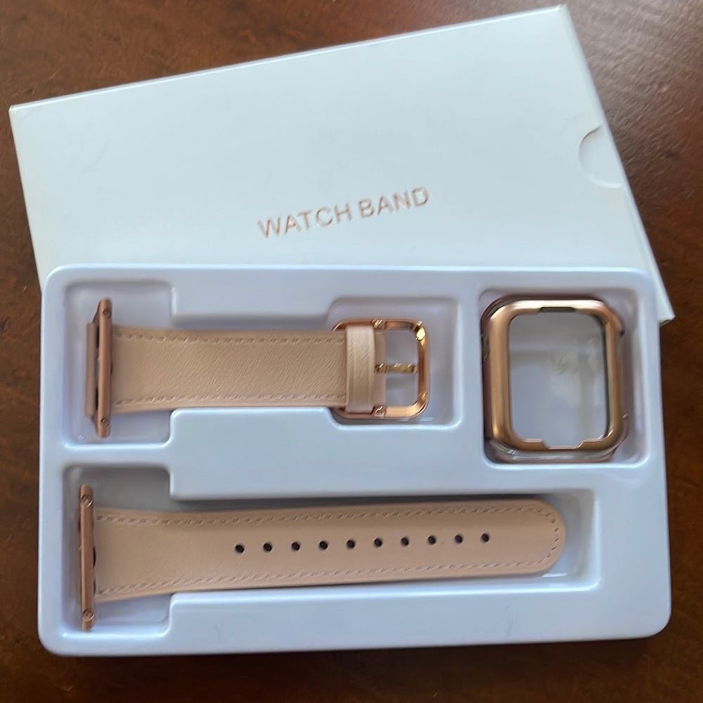 Apple Watch band/ face protector, 38- pink/ rose gold